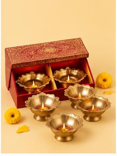 Brass Diya Gift Set